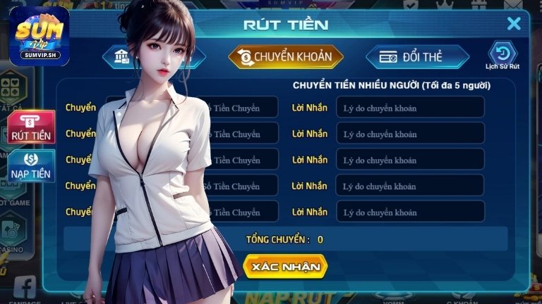 Chuyển khoản: Phương thức rút tiền phổ biến tại Sumvip
