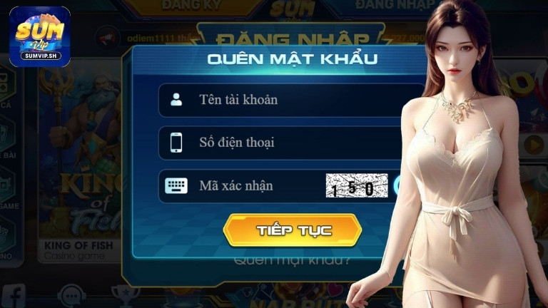 Quên mật khẩu đăng nhập tài khoản Sumvip