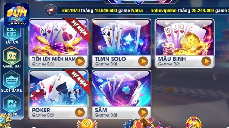 Điểm danh một số game bài Sumvip nổi bật đáng lựa chọn