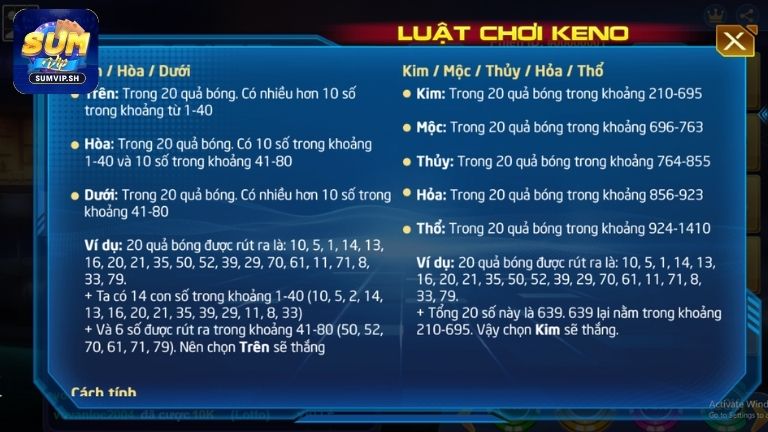 Luật chơi Keno Sumvip đơn giản cho người mới